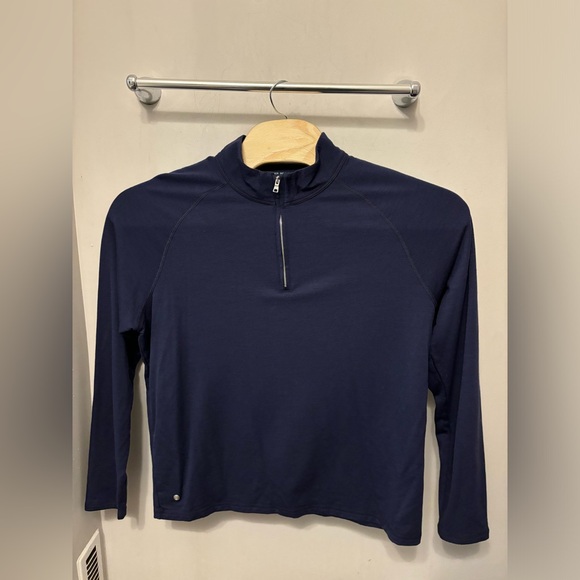 PETER MILLAR Pullover Crown Crafted Golf 1/4 Zip XL Blue Merino Wool Shirt. - Picture 1 of 8